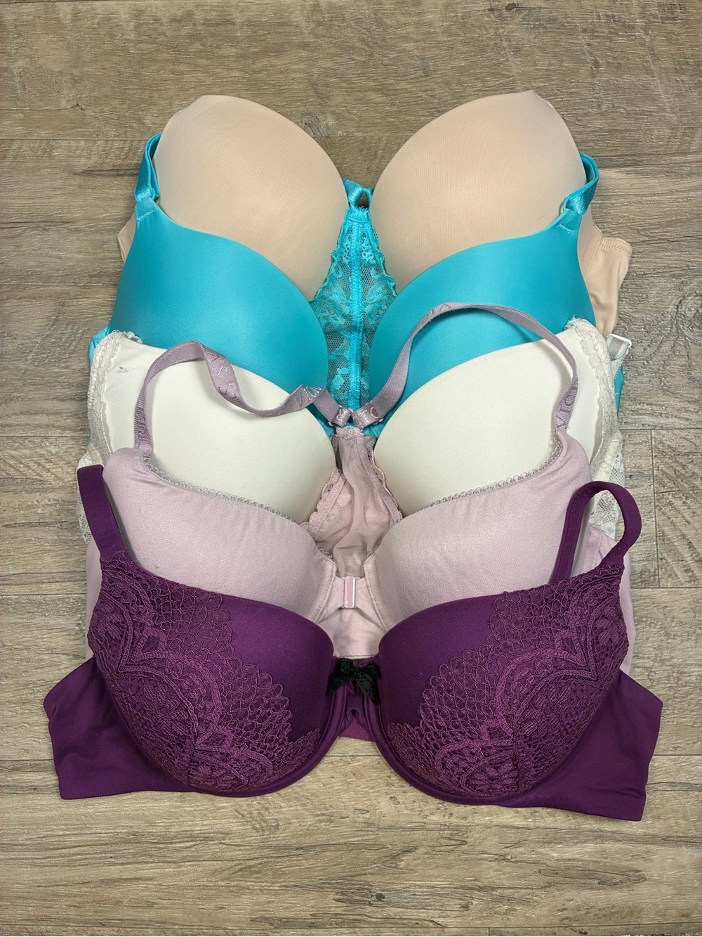 Victoria Secret Bundle 5 Bras Lined Demi Perfect Coverage Push Up Wear Everywher